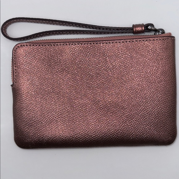 Coach Corner Zip Rose Gold Wristlet - Picture 2 of 5